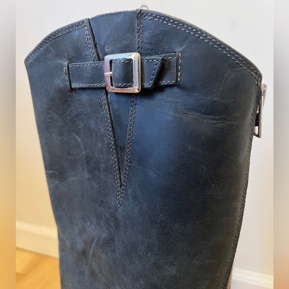 Charles David “Rowdy” Distressed Leather Riding Boots Black/Dark Gray Size 7 - Picture 8 of 15
